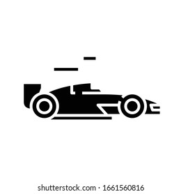 Race car black icon, concept illustration, vector flat symbol, glyph sign.