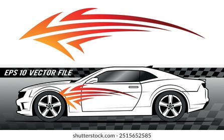 Race car body side sticker sports car abstract tribal tattoo decoration. Eps 10 vector art image illustration. Side strip decal for car, auto, truck, boat, suv, motorcycle.