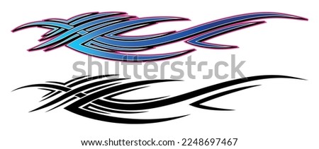 Race car body side sticker sports car abstract tribal tattoo decoration. Eps 10 vector art image illustration. Side strip decal for car, auto, truck, boat, suv, motorcycle.