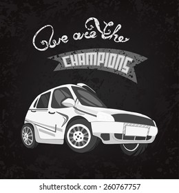 race car champion. Aged texture(1) retro