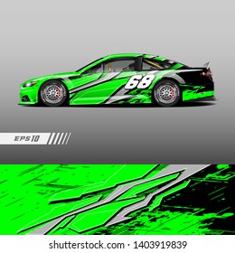 Race car decal wrap design vector. Graphic abstract stripe racing background kit designs for vehicle, race car, rally, adventure and livery