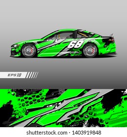 Race car decal wrap design vector. Graphic abstract stripe racing background kit designs for vehicle, race car, rally, adventure and livery
