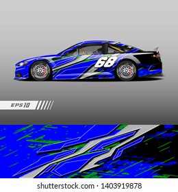 Race car decal wrap design vector. Graphic abstract stripe racing background kit designs for vehicle, race car, rally, adventure and livery