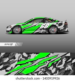 Race car decal wrap design vector. Graphic abstract stripe racing background kit designs for vehicle, race car, rally, adventure and livery