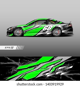 Race car decal wrap design vector. Graphic abstract stripe racing background kit designs for vehicle, race car, rally, adventure and livery