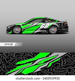 Race car decal wrap design vector. Graphic abstract stripe racing background kit designs for vehicle, race car, rally, adventure and livery