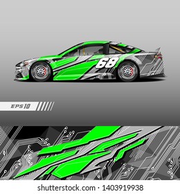 Race car decal wrap design vector. Graphic abstract stripe racing background kit designs for vehicle, race car, rally, adventure and livery