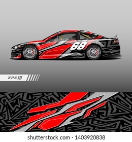 Race car decal wrap design vector. Graphic abstract stripe racing background kit designs for vehicle, race car, rally, adventure and livery