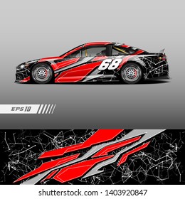 Race car decal wrap design vector. Graphic abstract stripe racing background kit designs for vehicle, race car, rally, adventure and livery