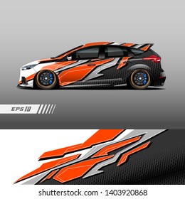Race car decal wrap design vector. Graphic abstract stripe racing background kit designs for vehicle, race car, rally, adventure and livery