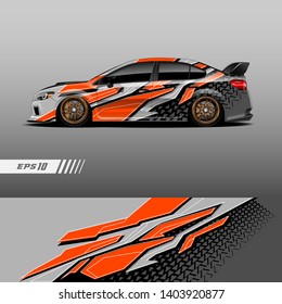 Race car decal wrap design vector. Graphic abstract stripe racing background kit designs for vehicle, race car, rally, adventure and livery