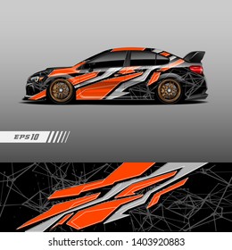 Race car decal wrap design vector. Graphic abstract stripe racing background kit designs for vehicle, race car, rally, adventure and livery
