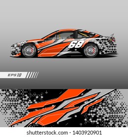Race car decal wrap design vector. Graphic abstract stripe racing background kit designs for vehicle, race car, rally, adventure and livery