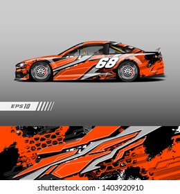 Race car decal wrap design vector. Graphic abstract stripe racing background kit designs for vehicle, race car, rally, adventure and livery