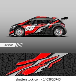 Race car decal wrap design vector. Graphic abstract stripe racing background kit designs for vehicle, race car, rally, adventure and livery