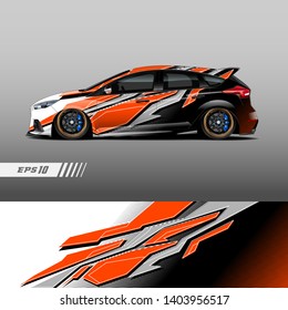 Race car decal wrap design vector. Graphic abstract stripe racing background kit designs for vehicle, race car, rally, adventure and livery.