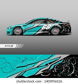 Race car decal wrap design vector. Graphic abstract stripe racing background kit designs for vehicle, race car, rally, adventure and livery.