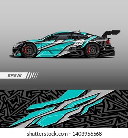 Race car decal wrap design vector. Graphic abstract stripe racing background kit designs for vehicle, race car, rally, adventure and livery.