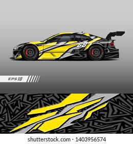 Race car decal wrap design vector. Graphic abstract stripe racing background kit designs for vehicle, race car, rally, adventure and livery.