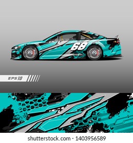 Race car decal wrap design vector. Graphic abstract stripe racing background kit designs for vehicle, race car, rally, adventure and livery.