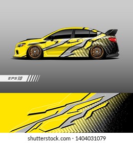 Race car decal wrap design vector. Graphic abstract stripe racing background kit designs for vehicle, race car, rally, adventure and livery