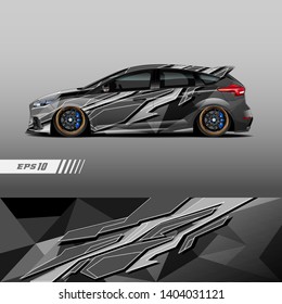 Race car decal wrap design vector. Graphic abstract stripe racing background kit designs for vehicle, race car, rally, adventure and livery
