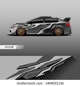 Race car decal wrap design vector. Graphic abstract stripe racing background kit designs for vehicle, race car, rally, adventure and livery