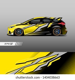 Race car decal wrap design vector. Graphic abstract stripe racing background kit designs for vehicle, race car, rally, adventure and livery