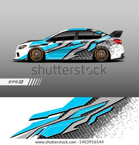 Race car decal wrap design vector. Graphic abstract stripe racing background kit designs for vehicle, race car, rally, adventure and livery.