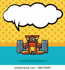 race car doodle, speech bubble