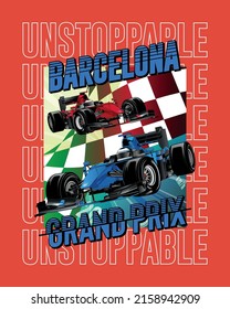 Race car, drag race grand prix, print for t shirt, background for poster vector illustration