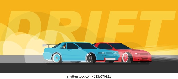 Race Car Drifting. Flat vector.