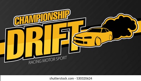 Race Car Drifting.Vector flat banner.