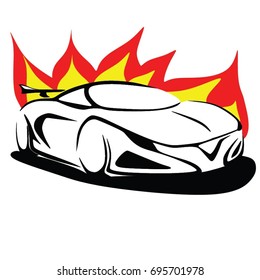 RACE CAR IN FIRE VECTOR