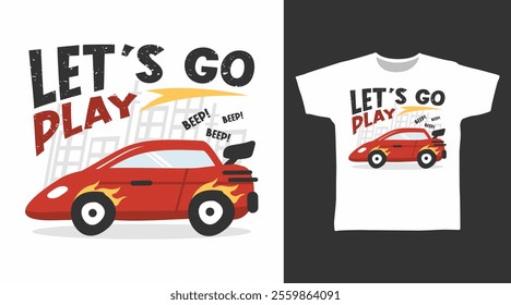 Race car hand drawn vector t-shirt design