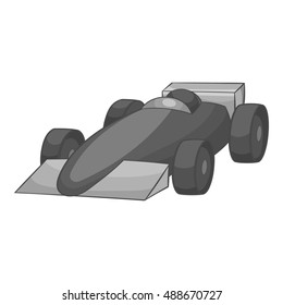 Race car icon in black monochrome style isolated on white background. Machine symbol vector illustration