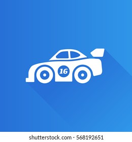 Race car icon in Metro user interface color style. Sport automotive rally