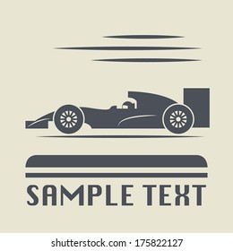 Race Car Icon Or Sign, Vector Illustration