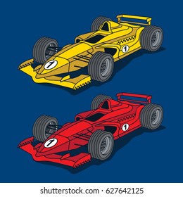 Ilustración del coche de carrera, gráficos de camisetas, vectores, tipografía