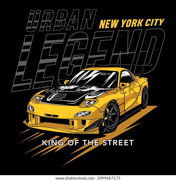 Race Car Legend, king of the street, car race drift\
car vector art print
