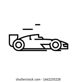 Race Car Line Icon, Concept Sign, Outline Vector Illustration, Linear Symbol.