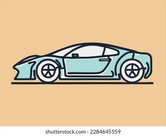 Icono de la línea del coche de carreras. Símbolo de supercoche. logotipo de la ilustración de sketch de coches de carreras.