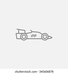 Race car line icon for web, mobile and infographics. Vector dark grey icon isolated on light grey background.