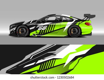 Race car livery design vector. Graphic abstract stripe racing background kit.