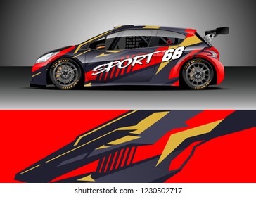 Race car livery design vector. Graphic abstract stripe racing background kit.