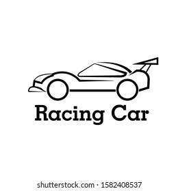 race car logo with line hand drawn style