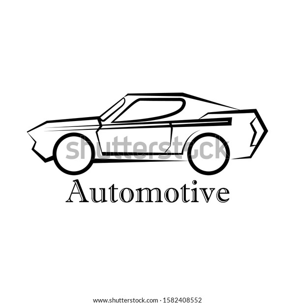 race car logo with\
line hand drawn style