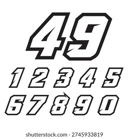 race car number set bold vector design
