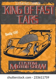 race car for printing.vector old school race poster