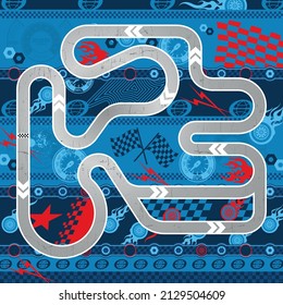 Race car road track maps illustration with sporty elements design